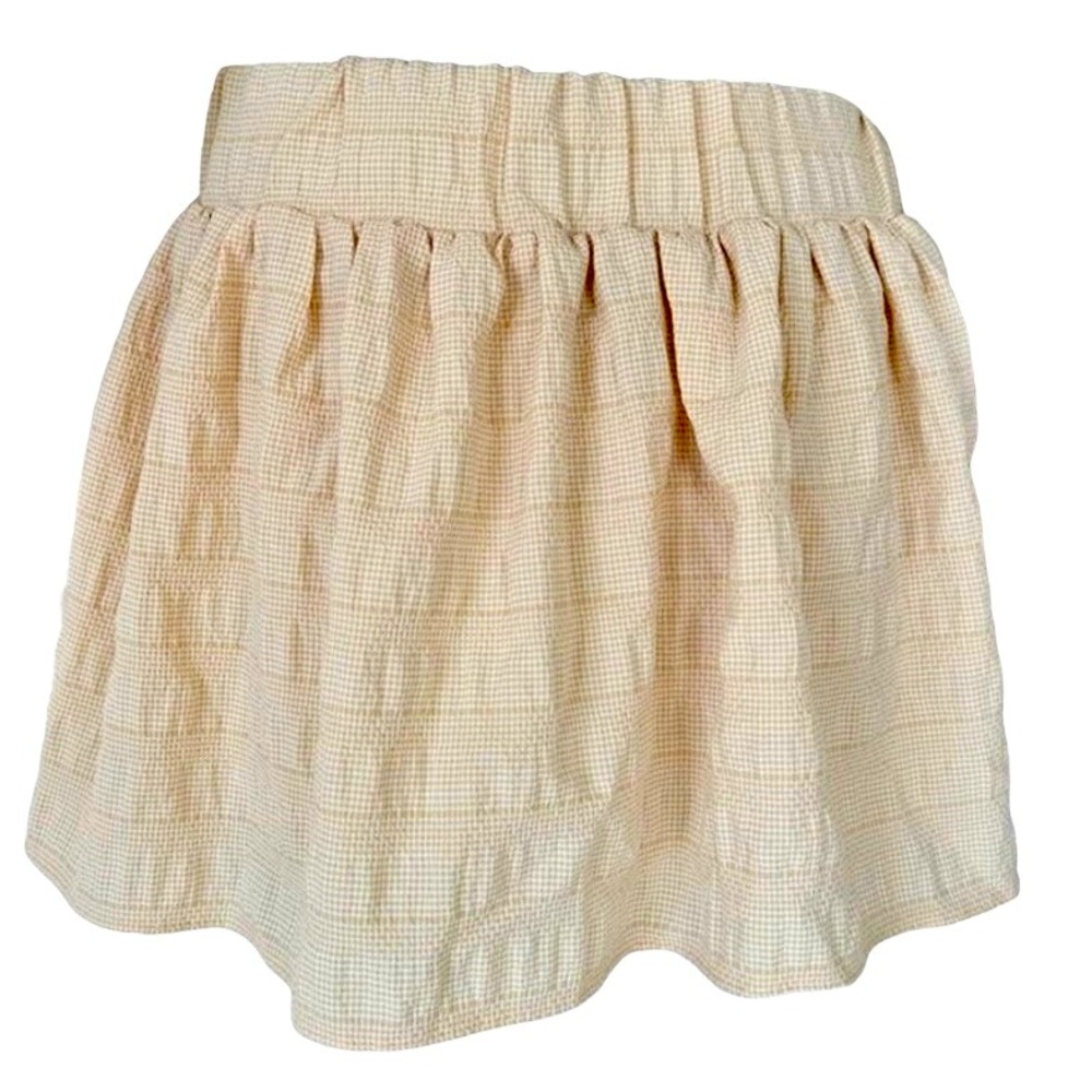 Zara women’s yellow gingham textured mini skirt with built in shorts size xs